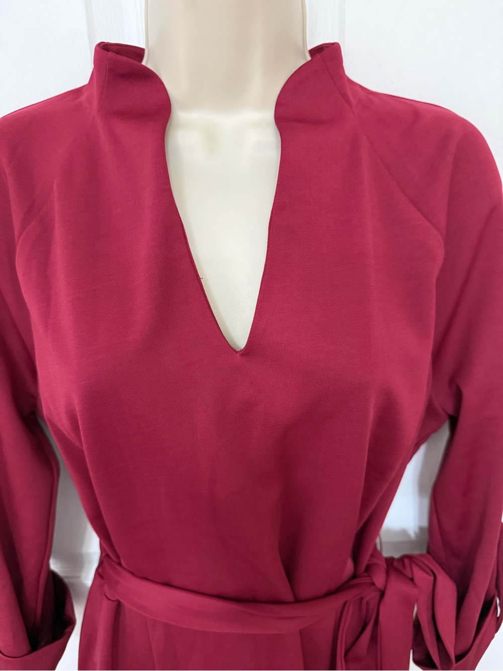 NWT Alexia Admor Burgundy Tie Waist Sheath Dress Large - Picture 6 of 16